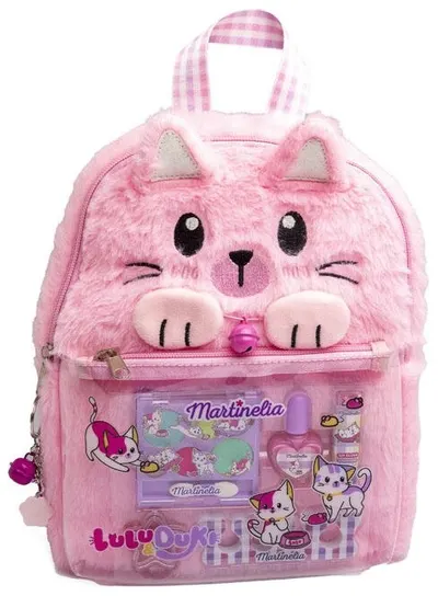 Rucsac pufos cosmetic Martinelia - Lulu & Duki, roz, 7 piese