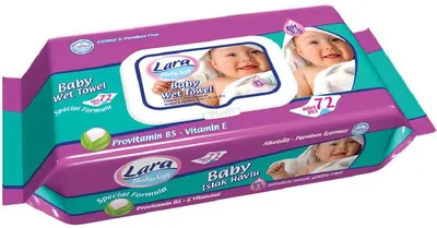 Șervețele umede cu capac Lara Baby Soft - Fresh Baby, 72 buc, mov