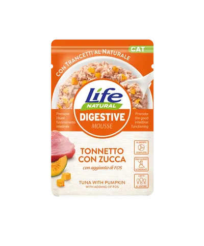 Hrana Umeda Pisici, Life Natural Digestive Mousse Ton si Dovleac, 70 g