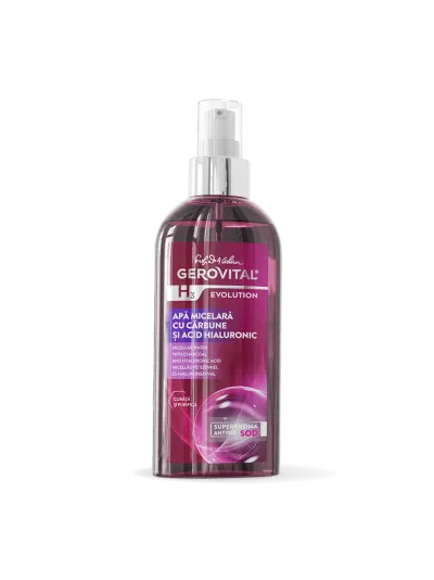 Apă Micelară Cu Cărbune și Acid Hialuronic Curățare, Detoxifiere și Hidratare, Gerovital H3 Evolution, 150 Ml