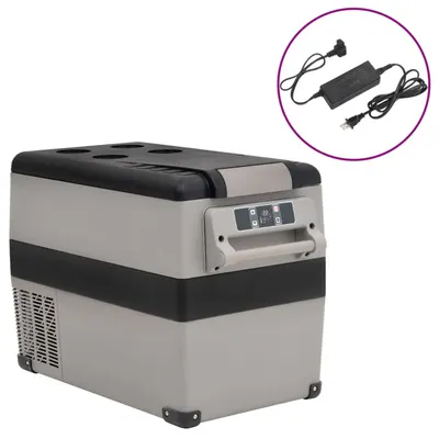 vidaXL Cutie frigorifică cu mâner și adaptor negru&gri 35 L PP și PE