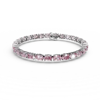 Bratara tennis din aur alb cu safire roz de 6.6ct