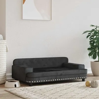 vidaXL Pat de câini, negru, 90x53x30 cm, catifea