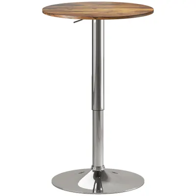 HOMCOM Masă de bar Masă bistro Masă înaltă Înălțime reglabilă 67-93 cm Blat pivotant 360° maro | Aosom Romania