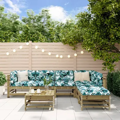 Gossi set mobilier de gradina cu perne, 7 piese, lemn de pin tratat