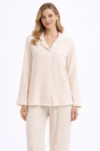 Pijama dama "Dreamy Touch" din doua piese, PJ006, Bej