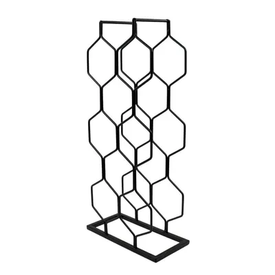 Suport de vin, 8 sticle, metal, 23x11x48 cm, negru