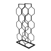 Suport de vin, 8 sticle, metal, 23x11x48 cm, negru