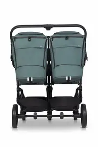 Carucior pentru gemeni EasyGo Echo, ultrapliabil, cu suspensii, spatar si suport picioare reglabile, usor si manevrabil, omologat EN1888, accesorii incluse, Sage Green