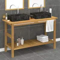 Gossi dulap de baie cu chiuvete din marmura, negru, lemn masiv tec