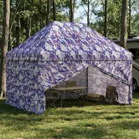 vidaXL Gară pop-up cu 4 perete laterale 2,9 x 4,3 m Camuflaj albastru