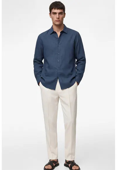 Camasa regular fit de bumbac - Albastru oceanic
