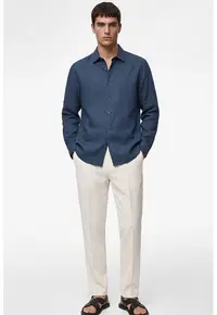 Camasa regular fit de bumbac - Albastru oceanic