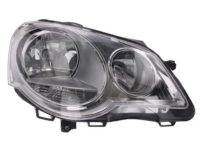 Far dreapta potrivit VW POLO 2005-2009 - (H1/H7, reglaj electric, cu motoras, fundal cromat)