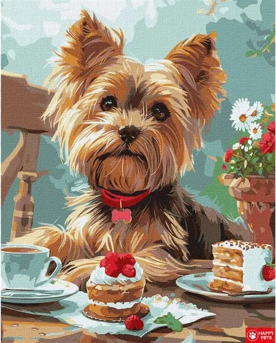Set pentru pictură după numere Ideyka - Yorkie, 40 x 50 cm