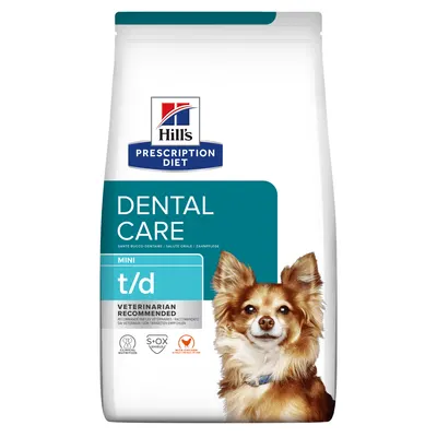 HILL'S Prescription Diet t/d Dental Care Mini, Pui, dietă veterinară câini, hrană uscată, sensibilități dentare, 3kg