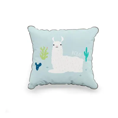 Pernă decorativă pentru copii Pinio Llamas, 45 x 50 cm, albastru