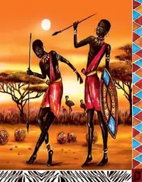 Pictură mozaic cu diamante MagicArt: Premium - Războinici africani, 30 x 40 cm, cu mărgele rotunde + AB