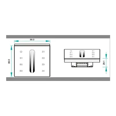 LED RF WiFi Controller Touch MONO - 4 zones - white