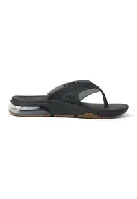 Papuci flip-flop din piele ecologica cu insertii din material textil Fanning Plus - Negru