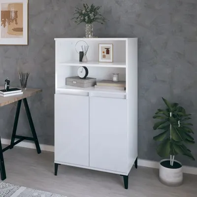vidaXL Dulap înalt, alb extralucios, 60x36x110 cm, lemn compozit