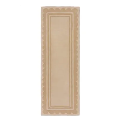 Covor tip traversă în culoare naturală țesut manual din lână 80x230 cm Lois Scallop – Flair Rugs
