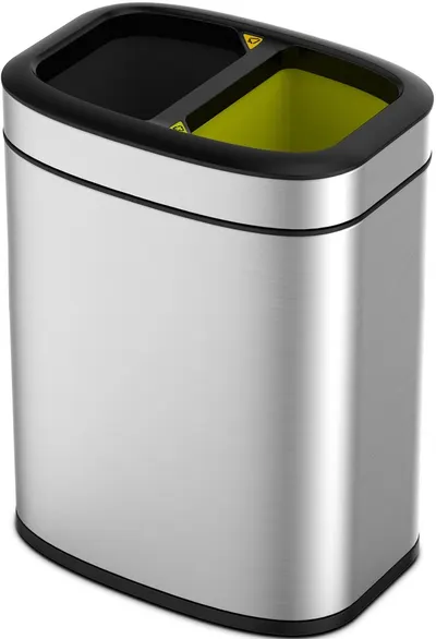 Coș de gunoi pentru colectarea selectivă EKO Europe - Oli-Cube, 2 x 10 L, crom