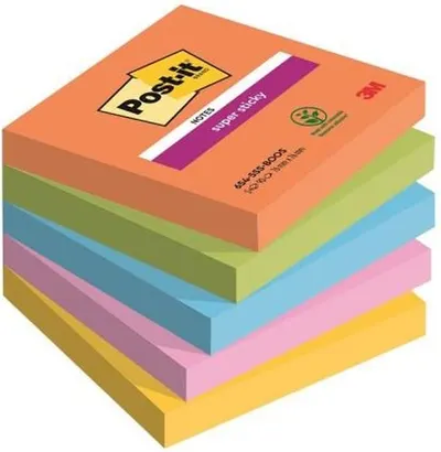 Note lipicioase autoadezive Post-it - Super Sticky, 5 pachete x 90 de coli