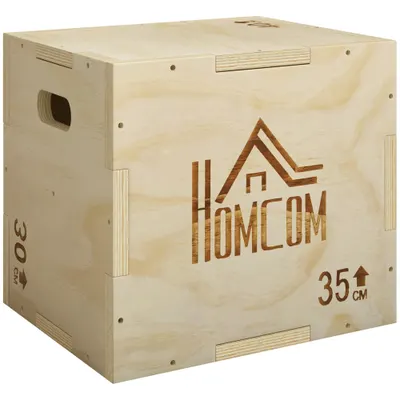 HOMCOM Plyo Box din Lemn cu 3 Înălțimi, Jumping Box Pliometric, Capacitate 120 Kg, 40,5 x 35,5 x 30,5 Cm | Aosom Romania