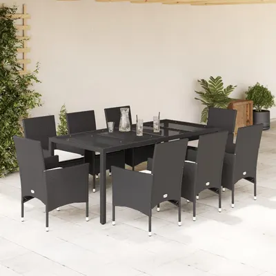 Gossi set mobilier de gradina cu perne 9 piese negru poliratan&sticla