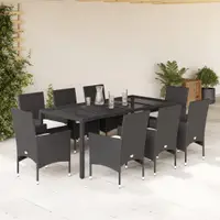 Gossi set mobilier de gradina cu perne 9 piese negru poliratan&sticla
