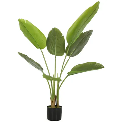 HOMCOM Plantă artificială interioară 109 cm, copac artificial cu ghiveci din plastic și sol flocat, verde | Aosom Romania