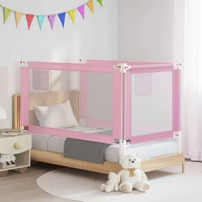 vidaXL Balustradă de protecție pat copii, roz, 150x25 cm, textil