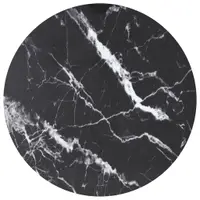 vidaXL Blat masă negru Ø90x1 cm sticlă securizată cu design marmură