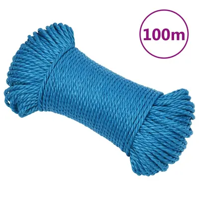 vidaXL Frânghie de lucru, albastru, 6 mm, 100 m, polipropilenă