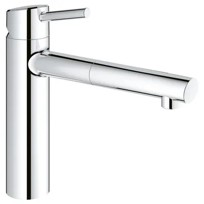 Baterie bucatarie cu dus extractabil Grohe Concetto, monocomanda, 1/2, cartus ceramic, pipa medie, pivotanta 100, Crom