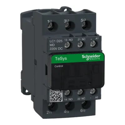 Contactor, TeSys Deca, 3P(3NO), AC-3/3e, <=440V, 25A, bobina 220V CC, borne cu surub