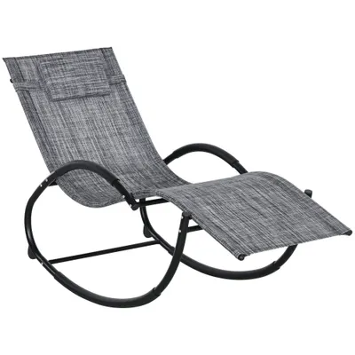 Outsunny Șezlong de Grădină, Balansoar cu Gravitație Zero, Șezlong Impermeabil cu Tetieră, 155x61x88 cm, Gri | Aosom Romania