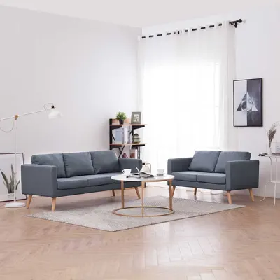 vidaXL Set canapele cu 2 locuri și 3 locuri, textil, gri închis