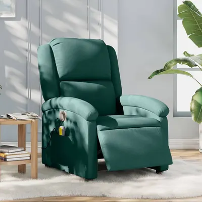 Gossi fotoliu electric de masaj rabatabil, verde inchis, textil