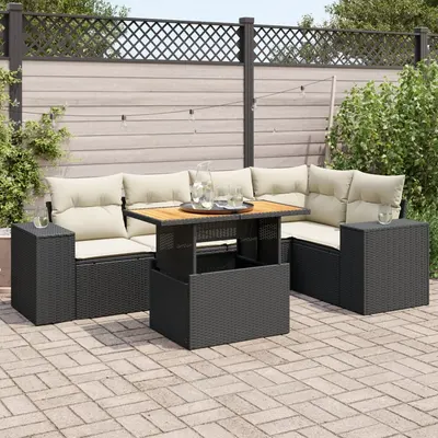 Gossi set mobilier de gradina cu perne, 6 piese, negru, poliratan