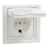 Asfora, Priza simpla cu capac, 2P+E, 16A, IP44, alb