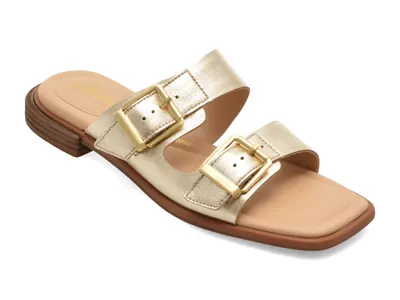 Papuci CLARKS aurii, ARIANY BAY, din piele naturala