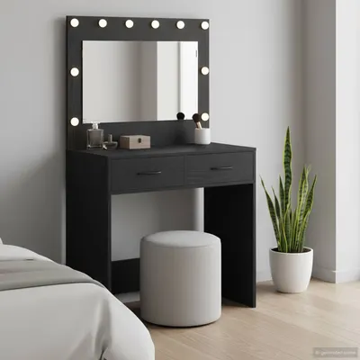 vidaXL Masă de Machiaj Stejar Negru 78,5 x 41 x 135 cm Lemn prelucrat