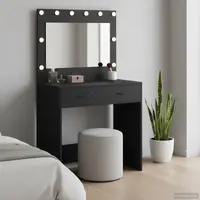vidaXL Masă de Machiaj Stejar Negru 78,5 x 41 x 135 cm Lemn prelucrat