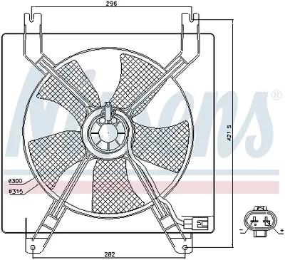 Ventilator radiator (cu carcasa) potrivit CHEVROLET LACETTI, NUBIRA; DAEWOO LACETTI, NUBIRA 1.4 1.6 07.03