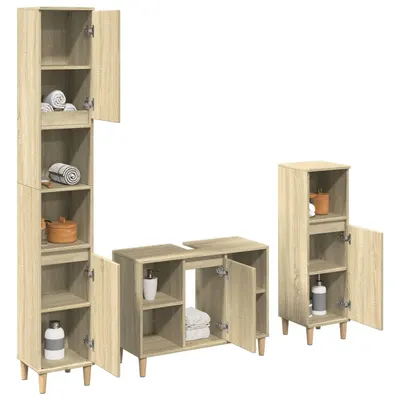 Gossi set mobilier de baie, 3 piese, stejar sonoma, lemn prelucrat