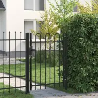 vidaXL Poartă de gard BOXTEL cu ușă simplă și partea superioară arcuită din oțel, 1x1,2 m, negru
