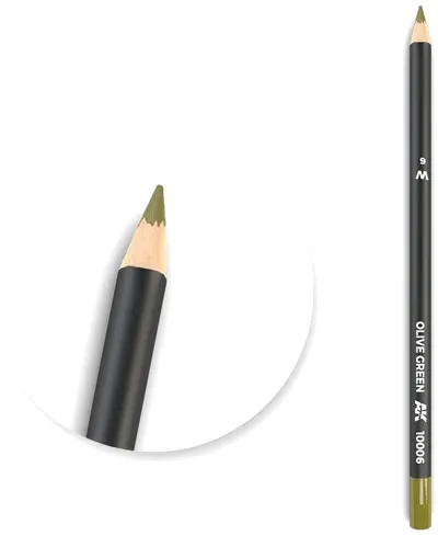 Creion pe baza de apa pentru modelat AK Interactive - Watercolor Pencil Olive Green AK10006 (1 buc )