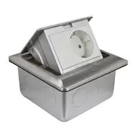 Doza pardoseala popup+doza protectie, metal, IP44, rectangulara, echipata cu priza 2m 2P+E si obturator 1m
